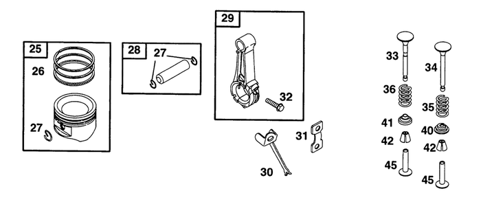 Piston Grp Diagram and Parts List for 221432-0143-XX  Briggs and Stratton Engine
